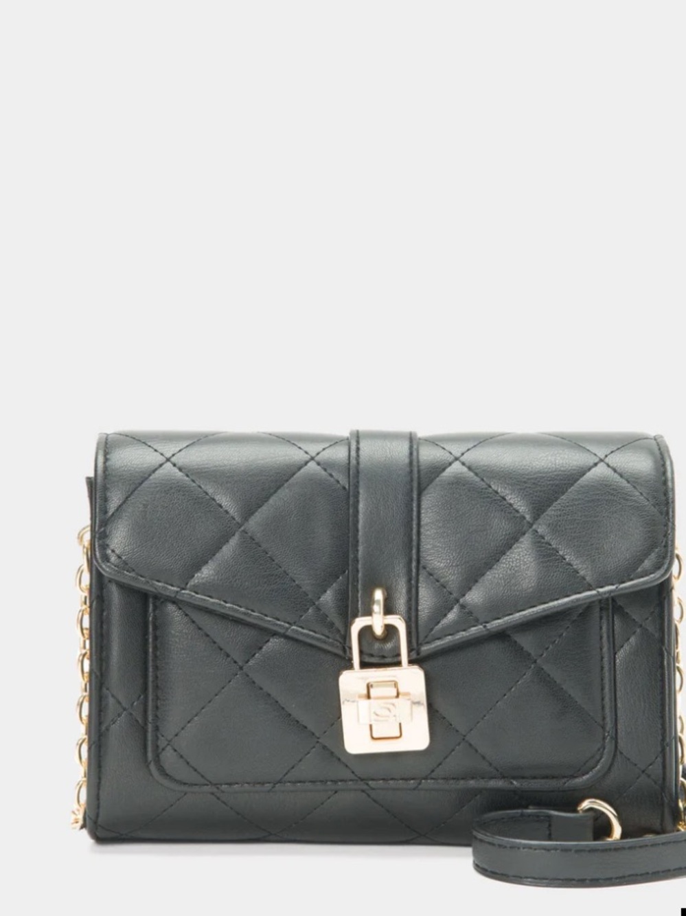 bebe Black Quilted Crossbody Satchel with Gold Chain - Picture 3 of 5